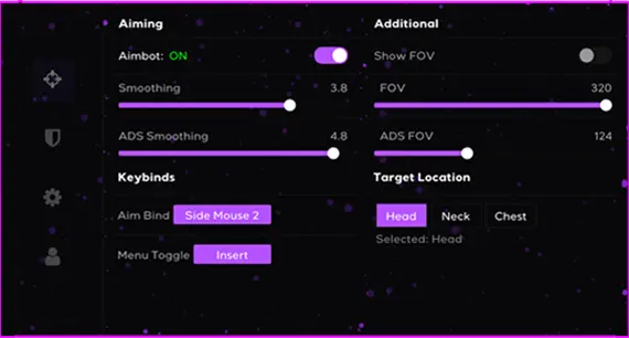 Fortnite Softaim UI Interface - AI Aimbot Settings